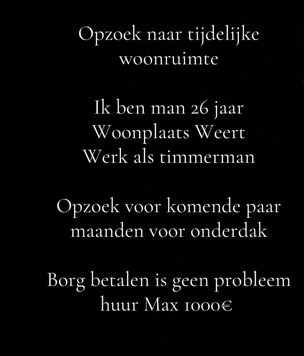 Opzoek naar tijdelijke woonruimte