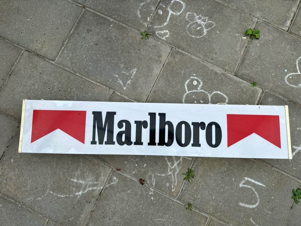 Marlboro lichtbak - Vintage reclamebord lichtreclame, Ophalen, Gebruikt, Lichtbak of (neon) lamp