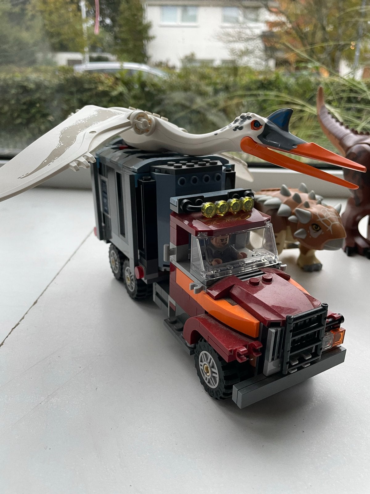 Lego Jurassic World Dinosaurus Transport Truck met Pteranodo, Ophalen of Verzenden, Gebruikt