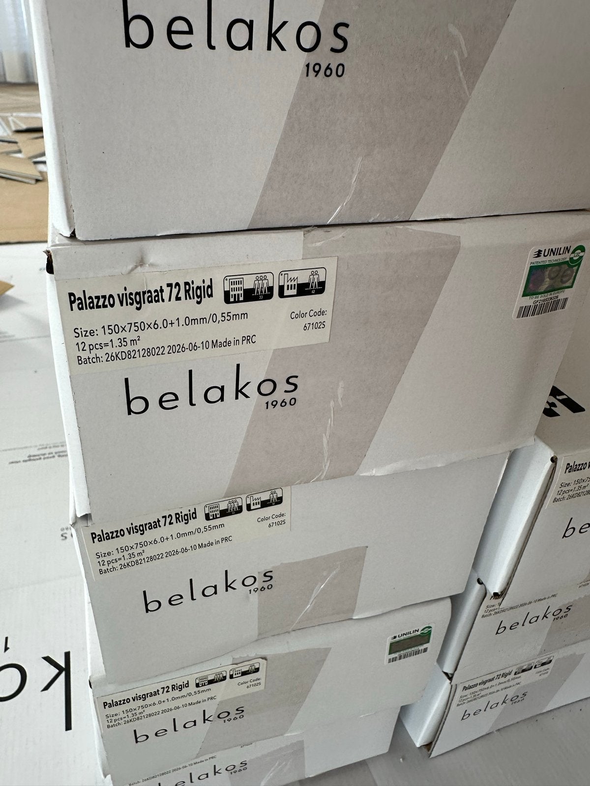 Belakos Palazzo XL 72 Visgraat PVC Vloer - 20.25 m², Ophalen, Bruin, Overige typen, Nieuw