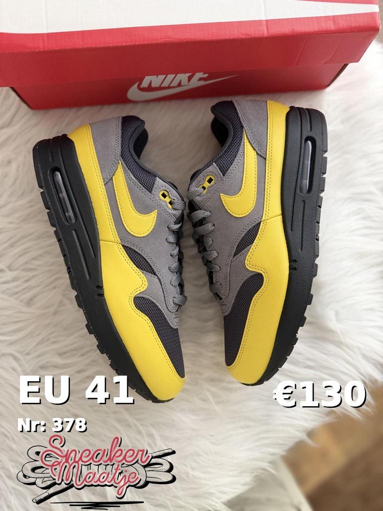 Nike Air Max 1 Geel Zwart Grijs Maat 41 Nieuw, Overige kleuren, Nieuw, Ophalen of Verzenden, Sneakers of Gympen