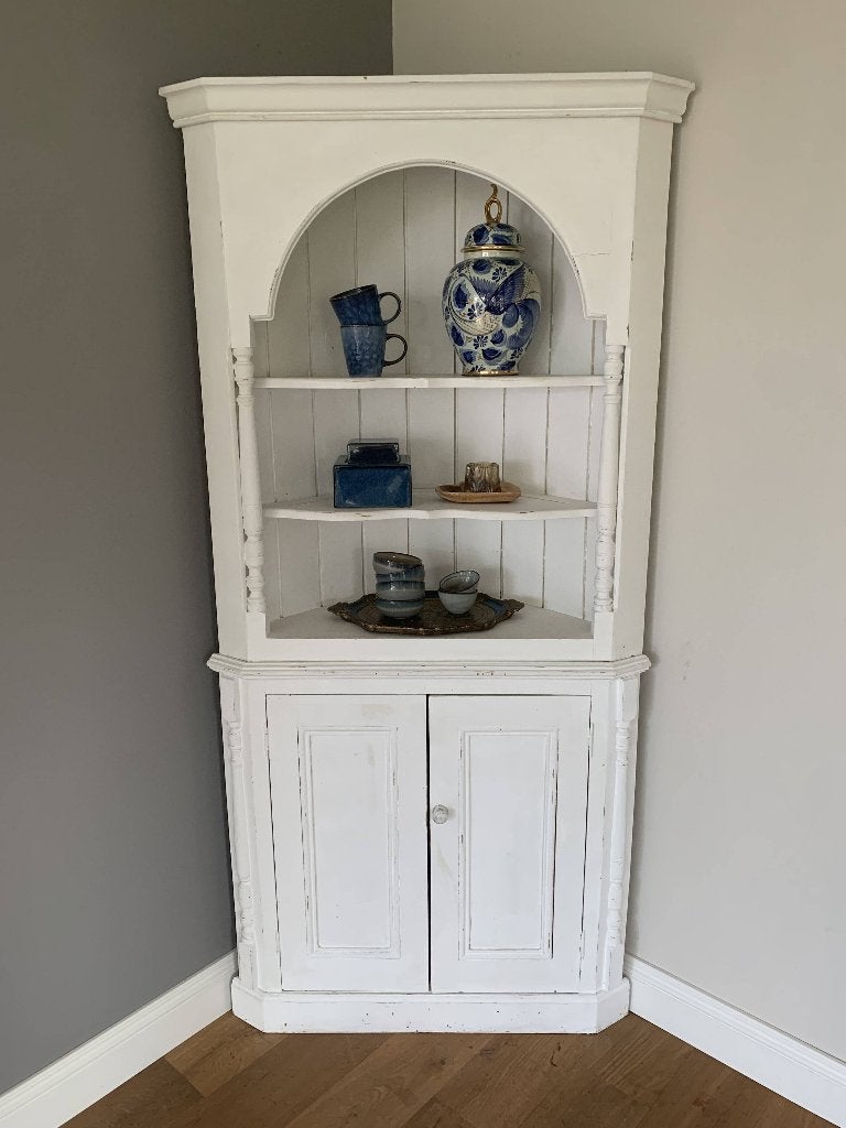 Tweedelige hoekkast - Wit, Huis en Inrichting, Ophalen, 50 tot 100 cm, Landelijke stijl, 25 tot 50 cm
