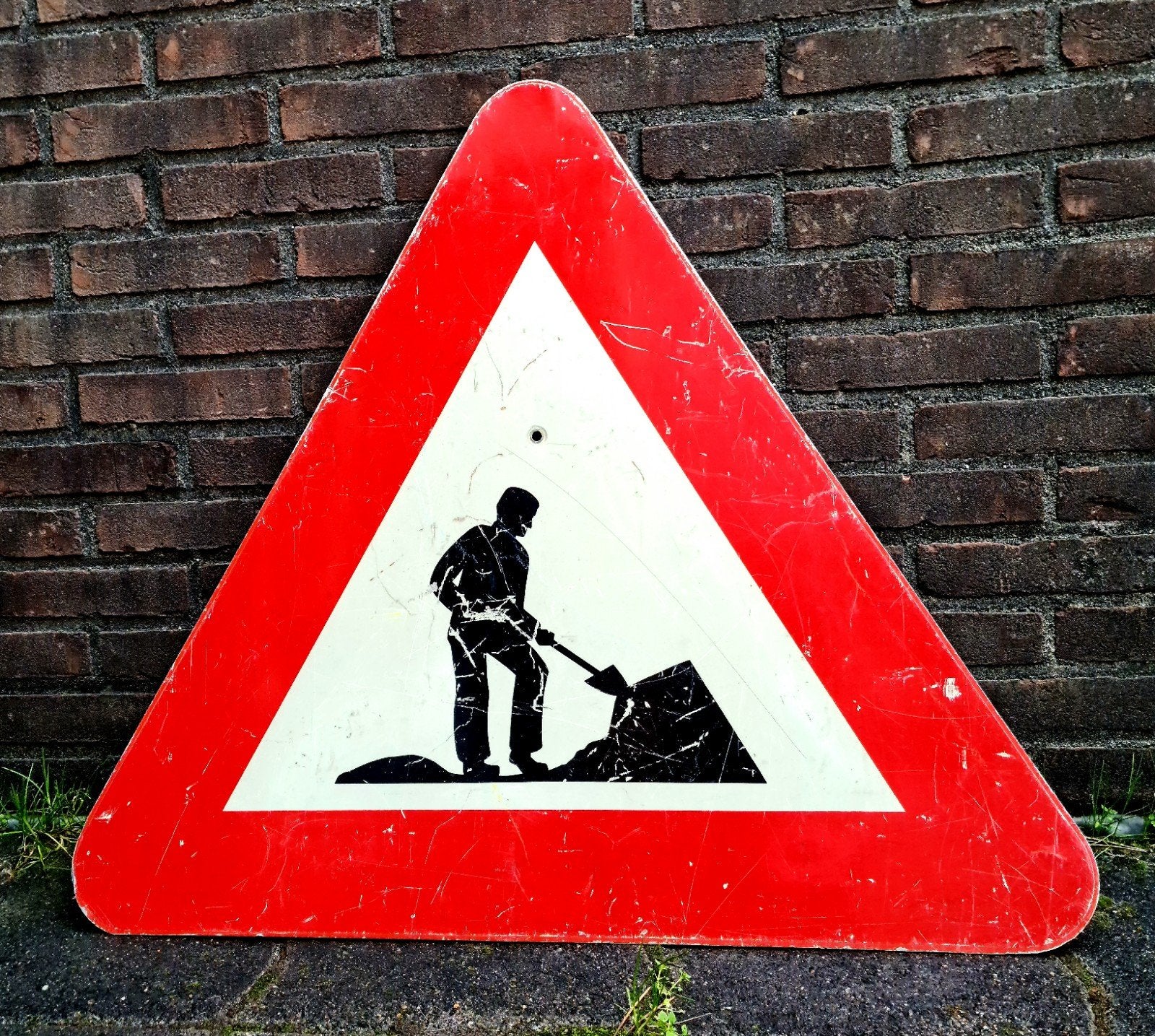 Verkeersbord groot Werk in Uitvoering vintage nostalgisch, Ophalen