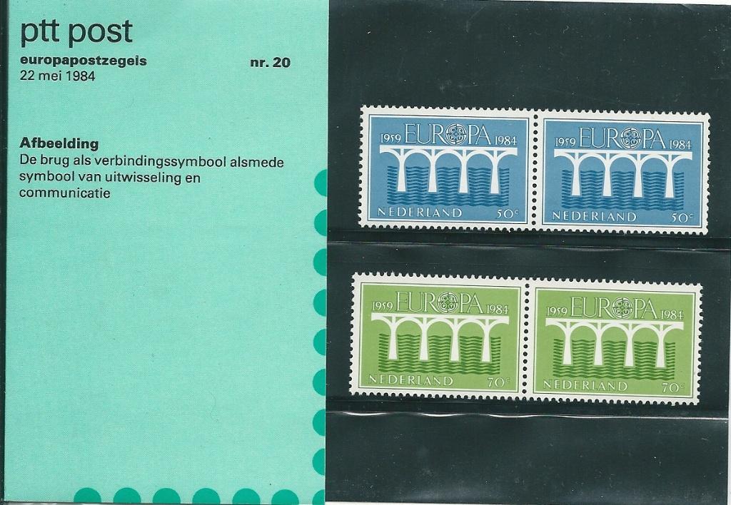 Postzegelmapje nummer 20 - Europapostzegels - jaar 1984., Verzenden, Na 1940, Postfris