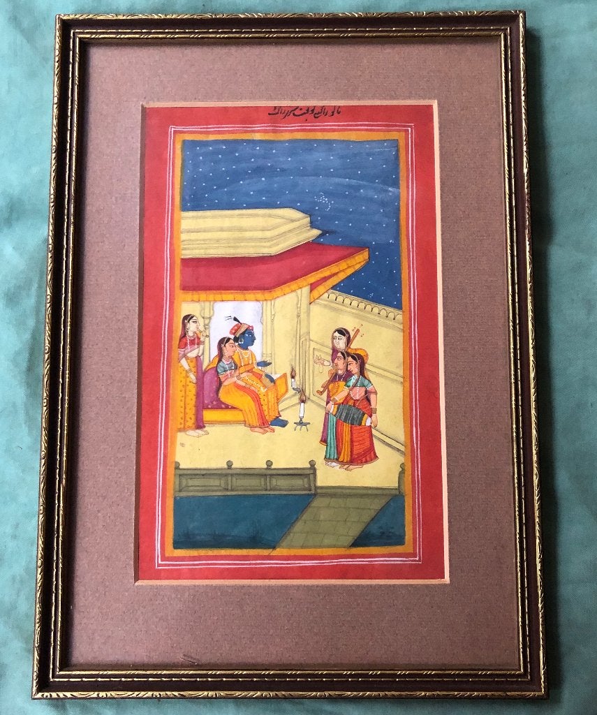 Indiase miniatuurschildering in lijst 3, Schilderij, India, Ophalen of Verzenden, Papier/karton