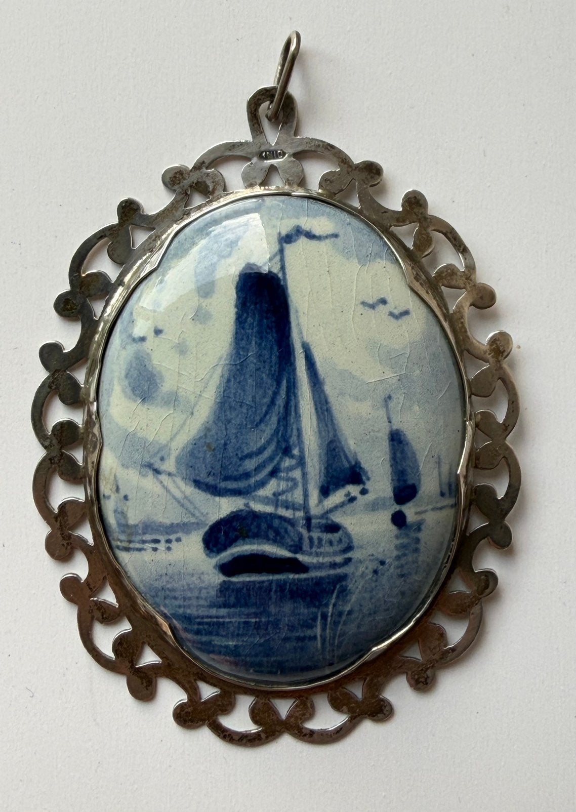 Prachtige Vintage Delfts Blauwe Hanger, Ophalen of Verzenden, Zilver, Hanger
