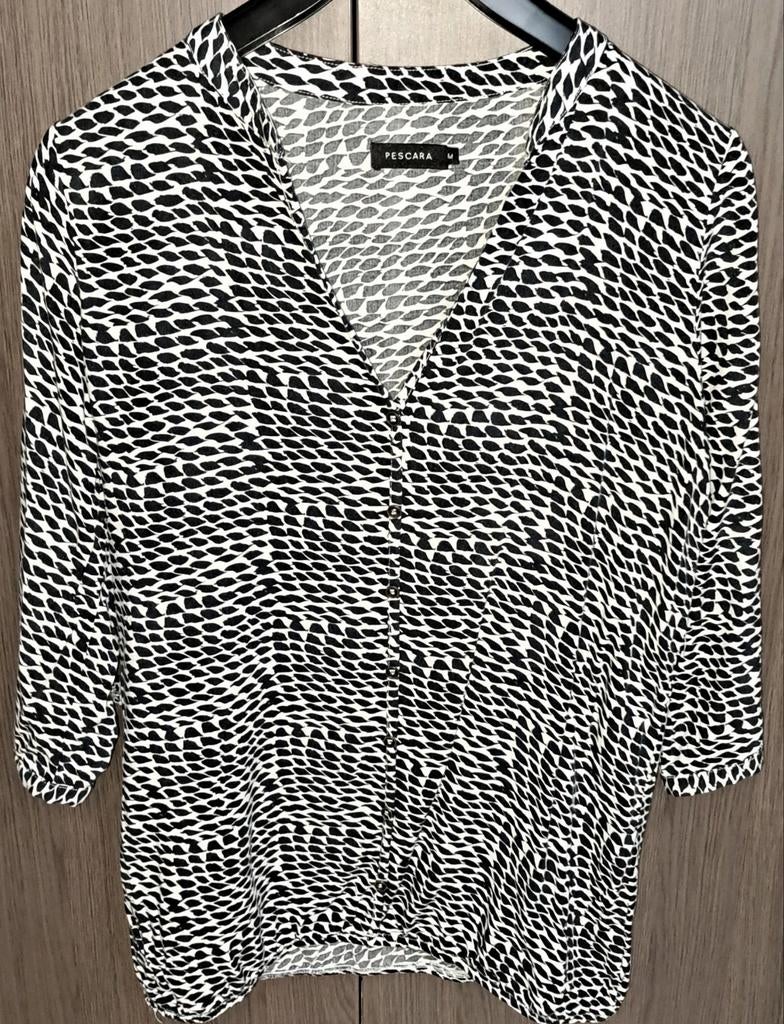 Pescara Blouse Zwart/Wit Maat M, Maat 38/40 (M), Zwart, Pescara, Ophalen of Verzenden