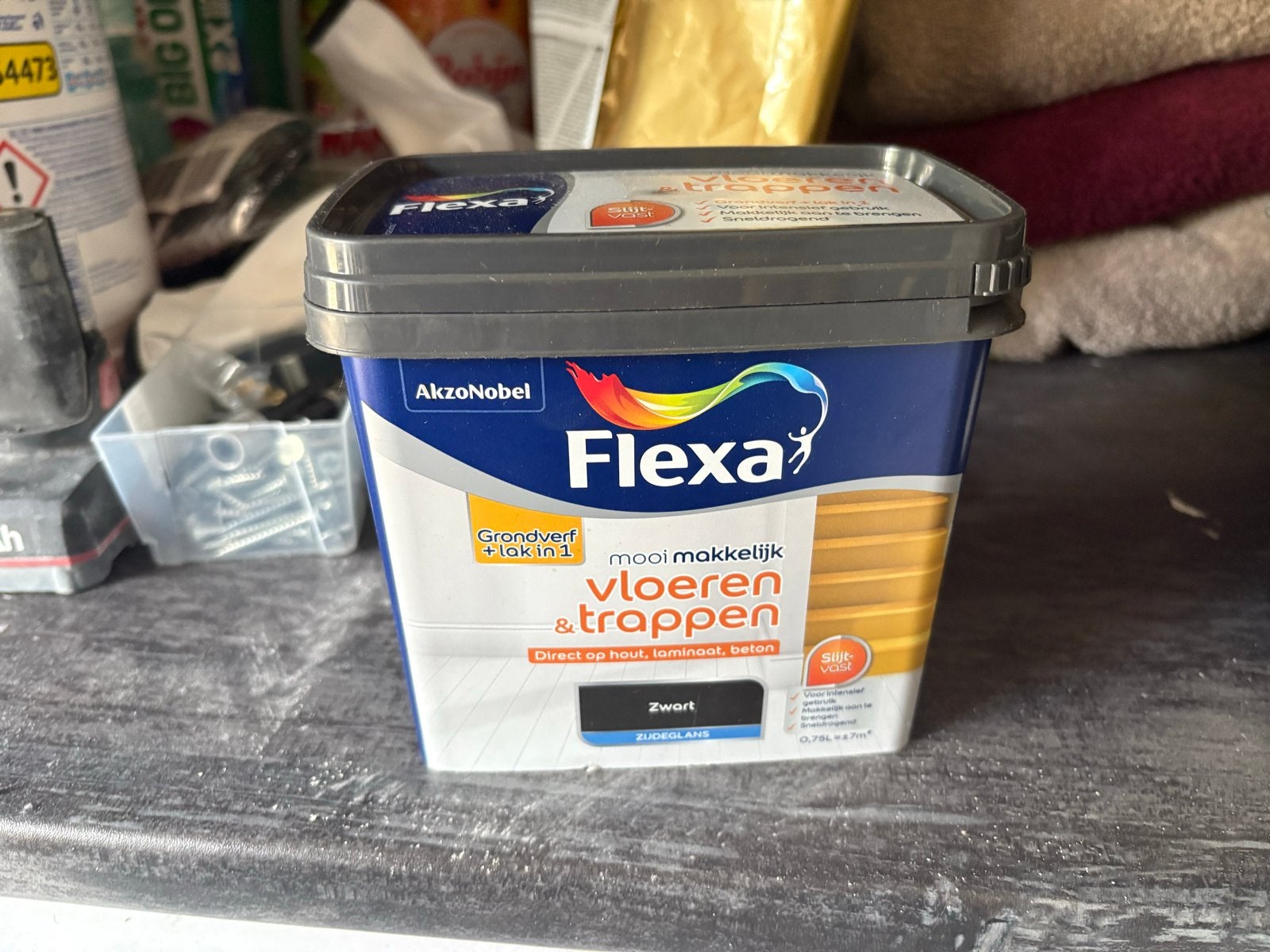 Flexa Vloer & Trap Verf - Zwart (Nieuw en Ongeopend), Ophalen, Nieuw, Zwart, Verf