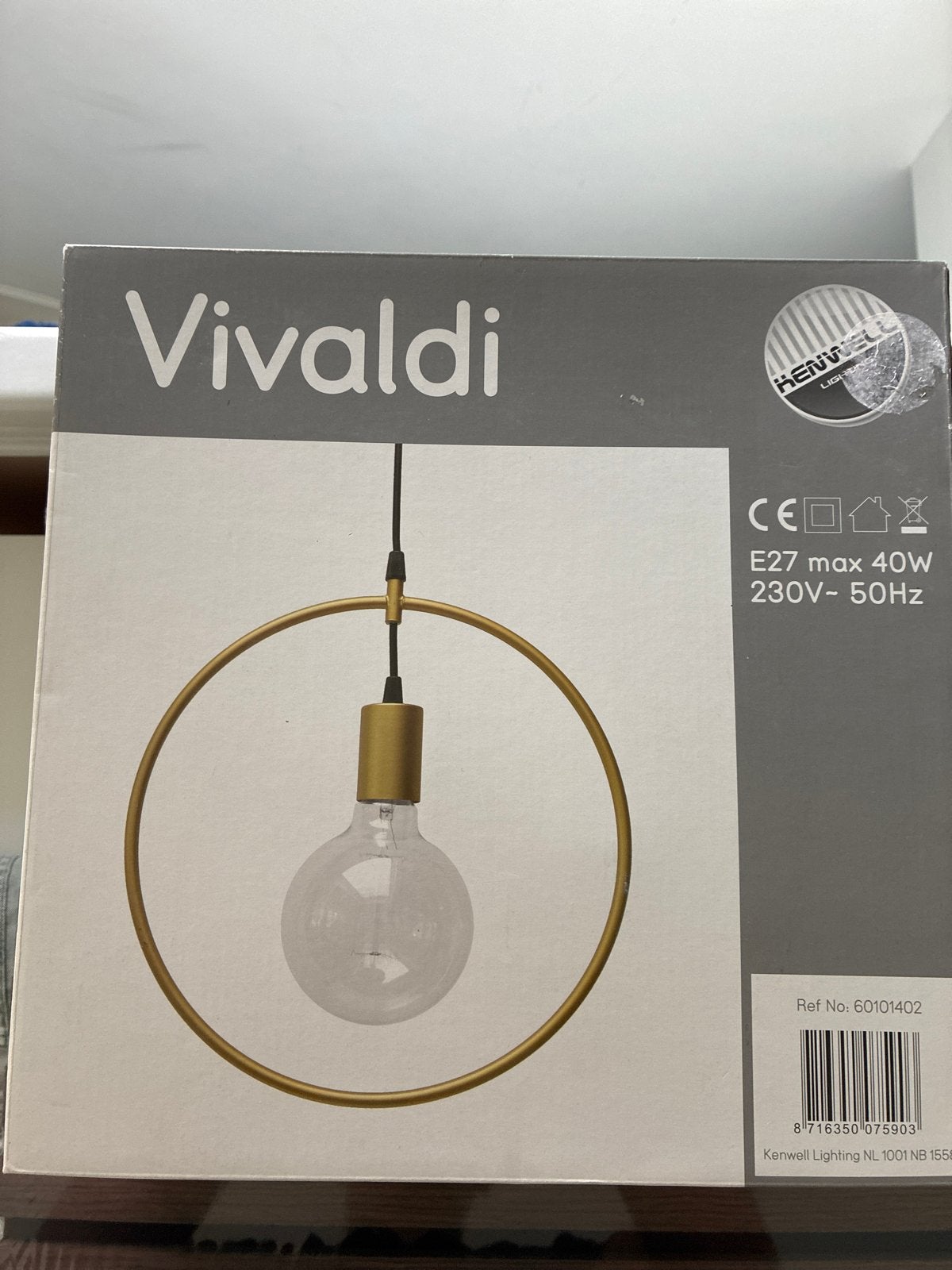 Vivaldi Hanglamp Goud E27 Max 40W, Ophalen of Verzenden, Nieuw, Metaal, E27 (groot)