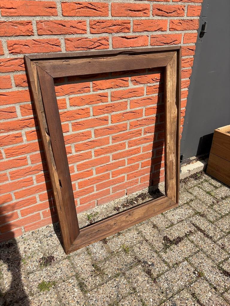 Robuuste Teak Houten Lijst - Vintage Look, Huis en Inrichting, Woonaccessoires | Lijsten, Ophalen, Gebruikt, 75 cm of meer, 50 tot 75 cm