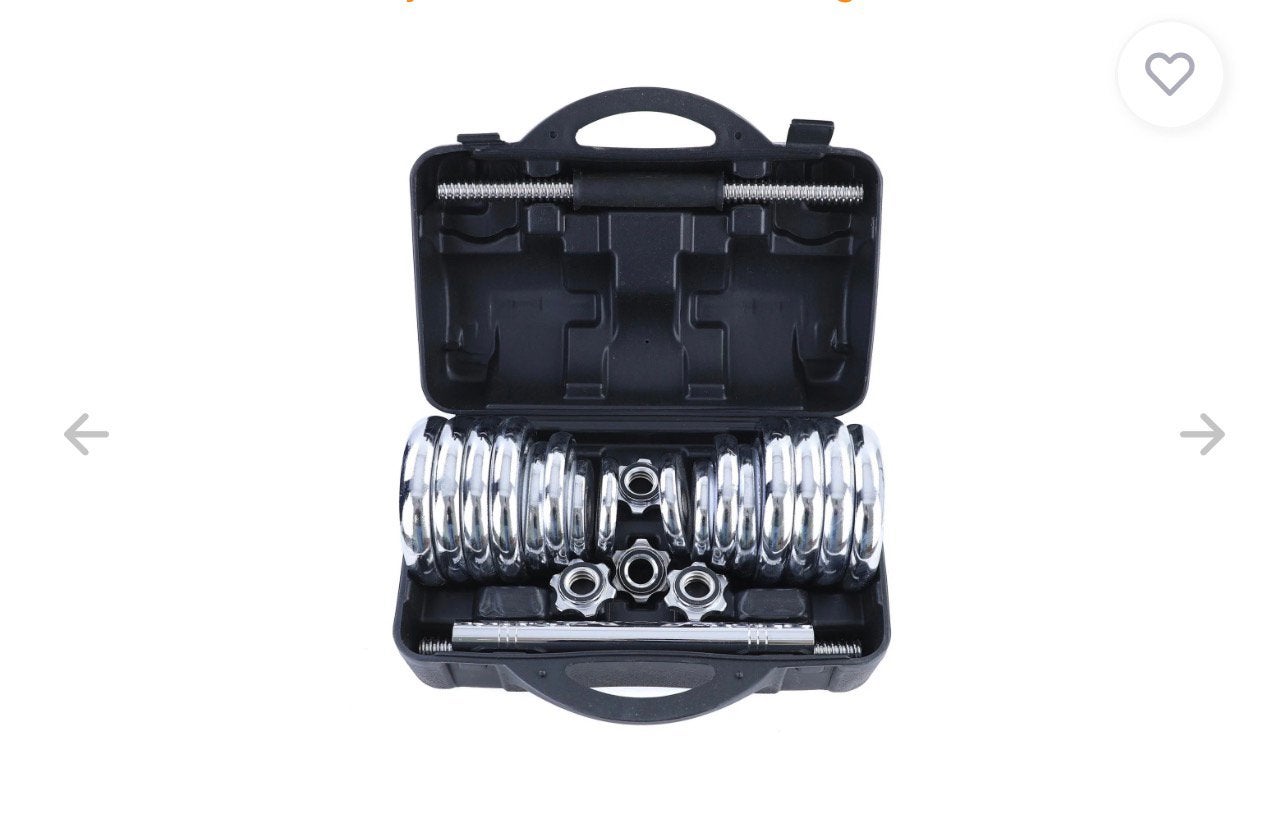 Dumbell set - halterset - 30 kg - chroom - in koffer, Ophalen of Verzenden, Zo goed als nieuw