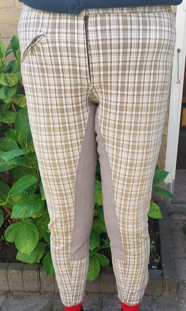 Geruite (zomer)rijbroek, beige/wit, maat 42, Gebruikt, Ophalen of Verzenden, Dames, Recreatie