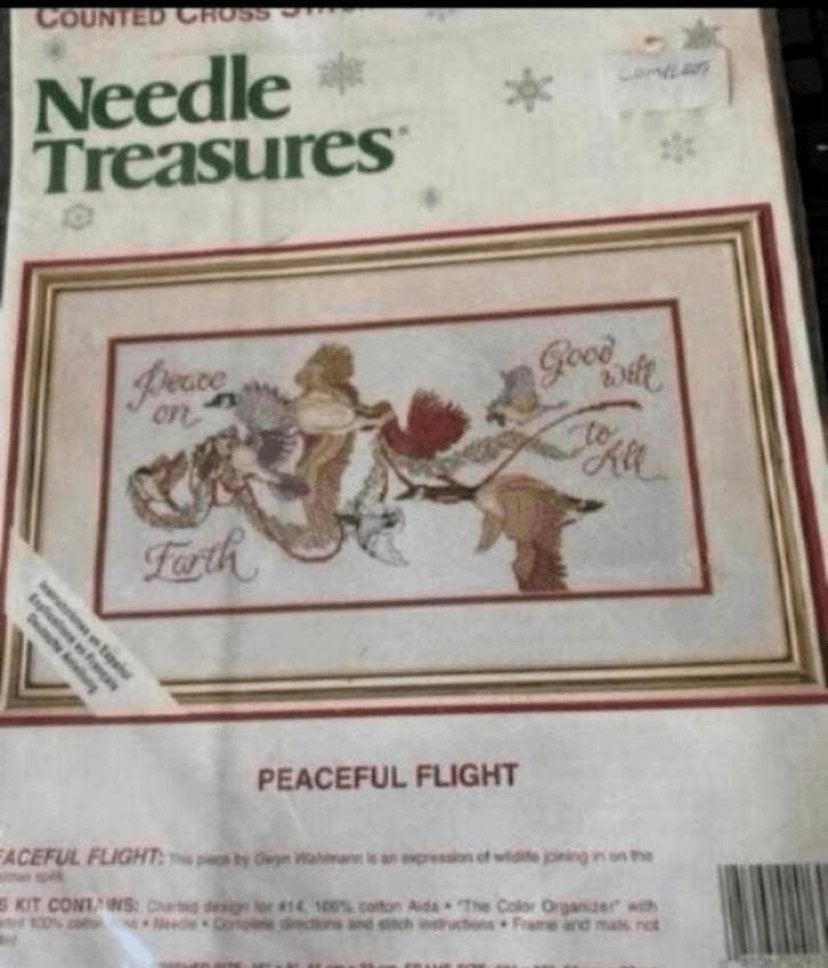BORDUURPAKKET NEEDLE TREASURES PEACEFUL FLIGHT BIRDS RIBBON, Hobby en Vrije tijd, Verzenden, Nieuw, Handborduren, Borduurpakket