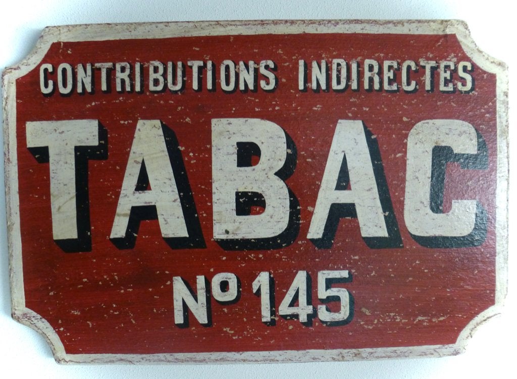 Frans brocante reclamebord/Tabac No. 145/Frankrijk/landelijk, Reclamebord, Ophalen of Verzenden, Zo goed als nieuw, B6