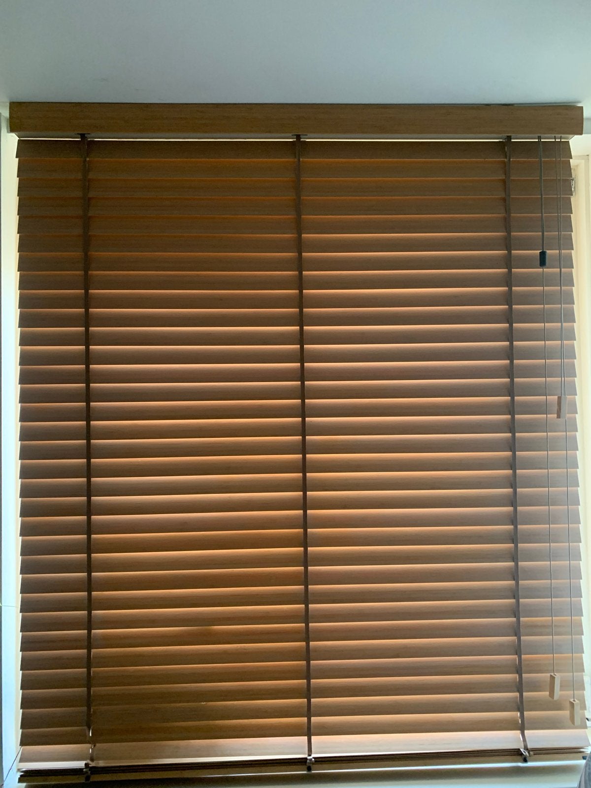 InHuis Luxaflex Bamboe Jaloezie 126B x 167H - Eiken 50 mm, Ophalen, Jaloezie, Gebruikt, Bruin