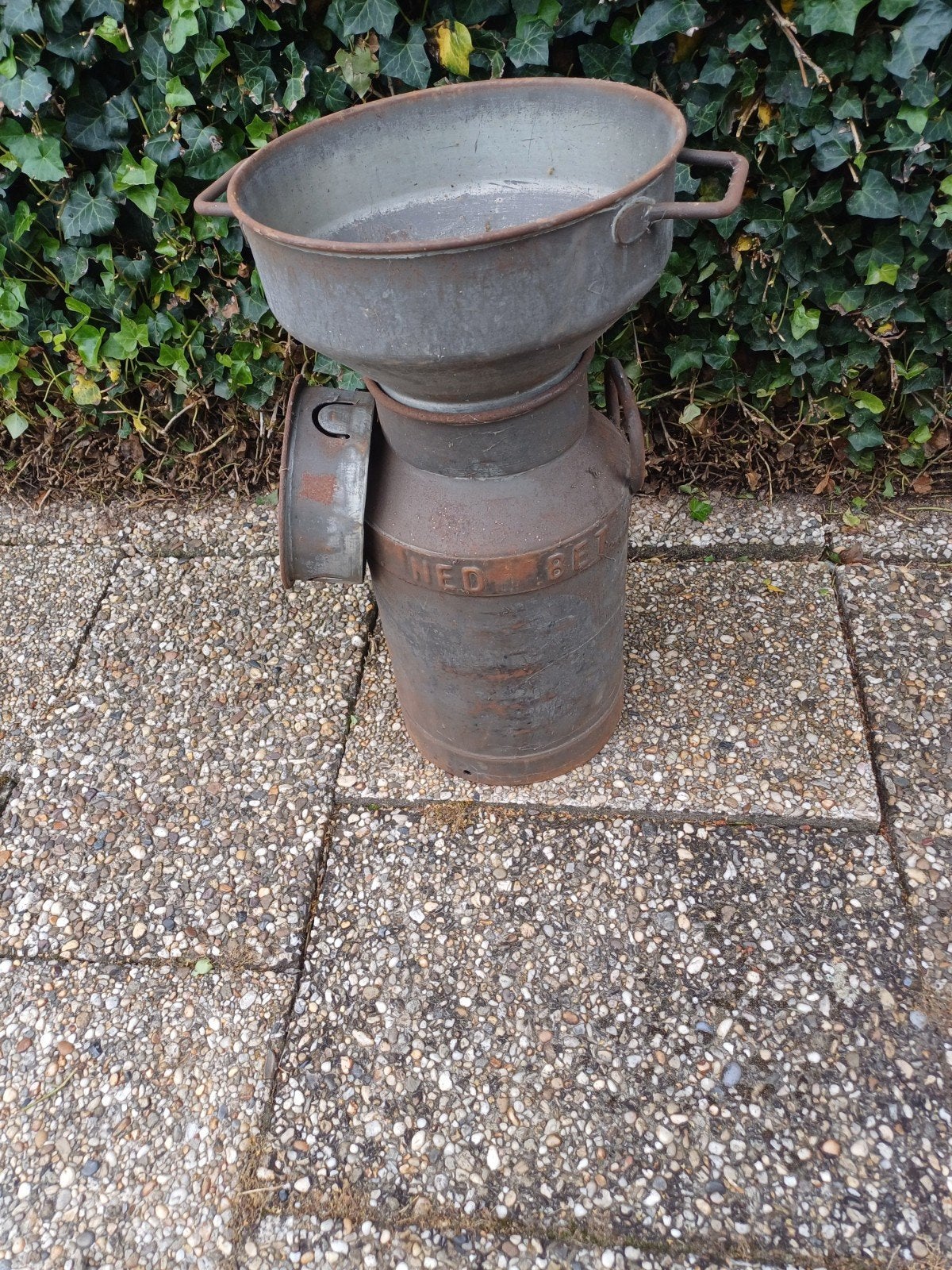 Antieke melkbus met trechter - Decoratief item, Ophalen of Verzenden