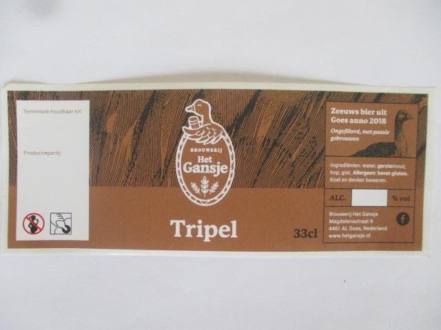 bieretiket Nederland 9-5 (7G) het gansje, Verzamelen, Biermerken, Ophalen of Verzenden, Nieuw, Overige typen, Overige merken
