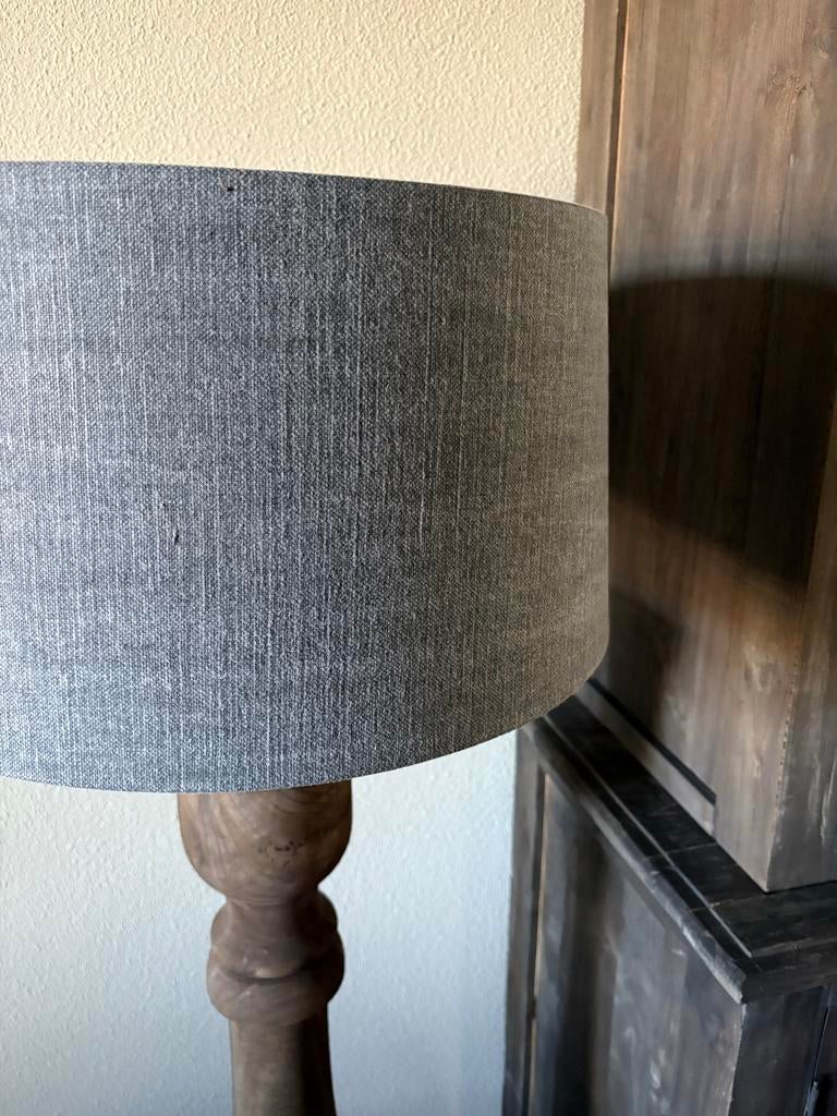 Aura Peeperkorn Lampenkap Grijs - Structuurstof, Ophalen, 25 tot 50 cm, Rond, Zo goed als nieuw