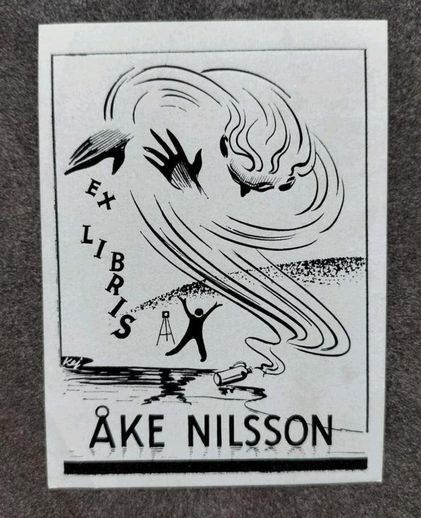 Exlibris Åke Nilsson (Zweden) (geest uit de fles, fotograaf), Origineel, 1900 - 1949, Ex libris, Ophalen of Verzenden