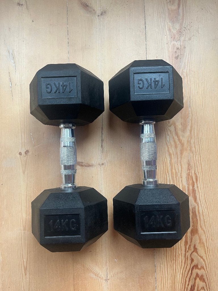 Hastings Hex Dumbbells 14 kg Paar (2 x 14 kg), Ophalen, Zo goed als nieuw, Dumbbell