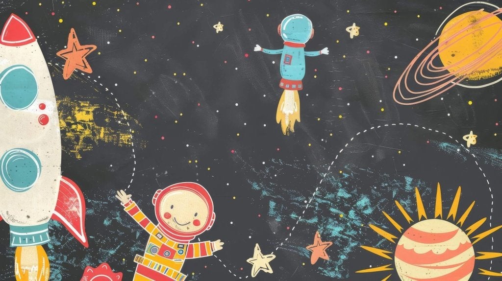 Ruimte behang – raket en astronauten voor kinderkamer, Overige patronen, Overige merken, 75 m² of meer, Modern