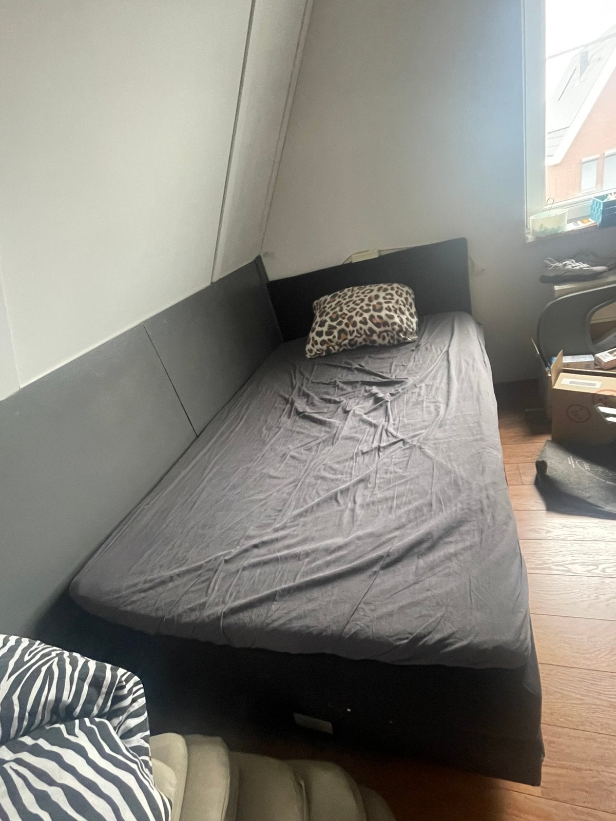 Boxspring 120x200, Ophalen, Gebruikt, Zwart, Twijfelaar