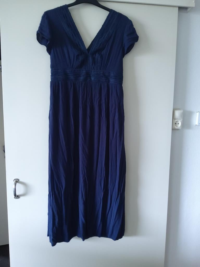 Donkerblauwe lange body flirt jurk maat 42, Bonprix, Blauw, Maat 42/44 (L), Ophalen of Verzenden