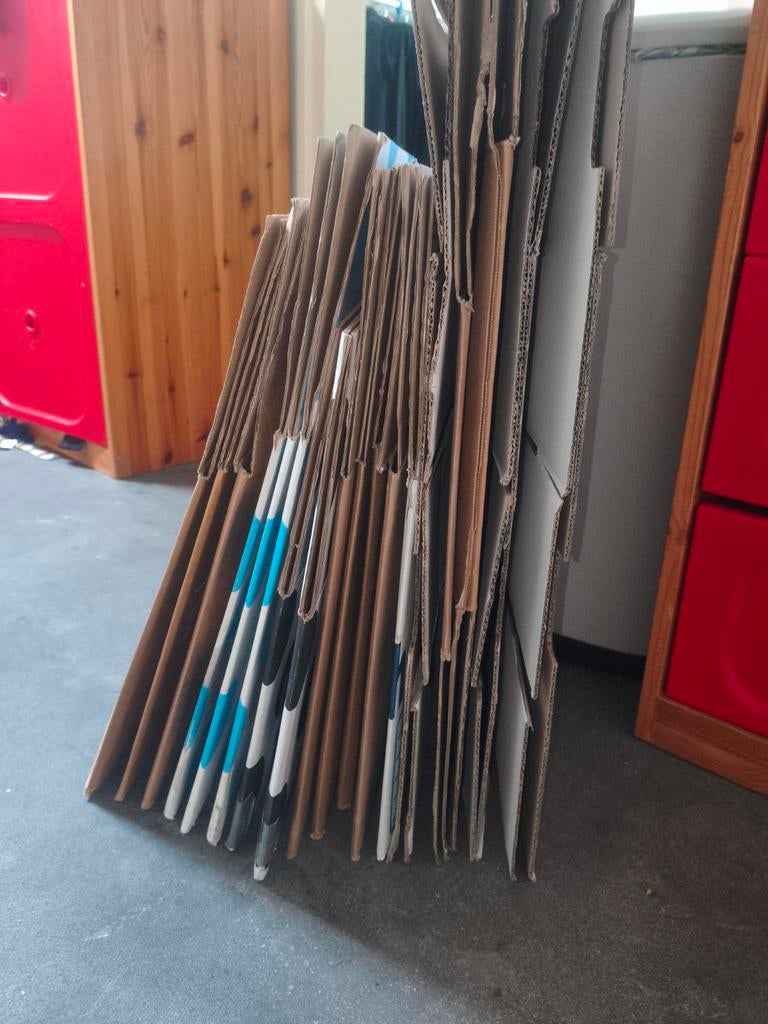 18 verhuisdozen, diverse merken, Doe-het-zelf en Verbouw, Kratten en Dozen, 50 tot 75 cm, Ophalen of Verzenden, Minder dan 40 cm