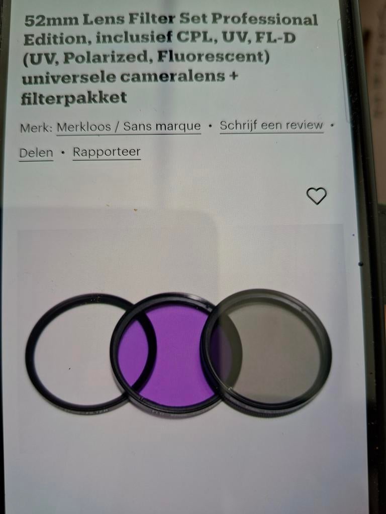 52mm Lens Filter Set: CPL, UV, FL-D voor camera, Audio, Tv en Foto, Fotografie | Filters, Ophalen of Verzenden
