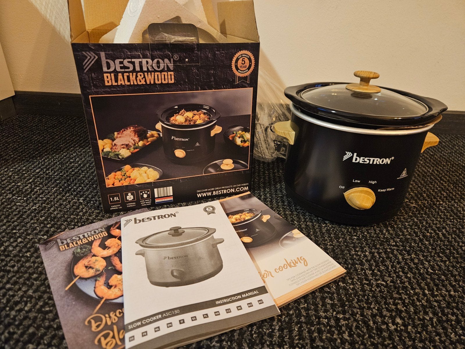 Bestron Black&Wood Slowcooker 1.5L - nieuw, Ophalen of Verzenden, Nieuw