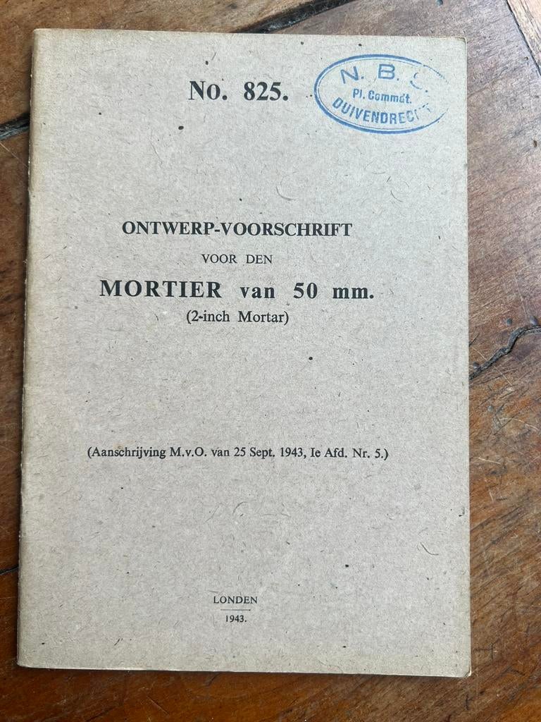 WO2 Nederlands voorschrift PIB NBS 50 mm mortier 1943 londen, Verzamelen, Militaria | Tweede Wereldoorlog, Engeland, Ophalen of Verzenden