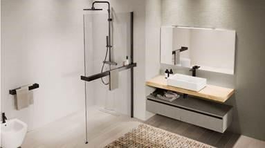 Novellini Kuadra Frame muursteun 120 links mat chroom, Ophalen, Nieuw