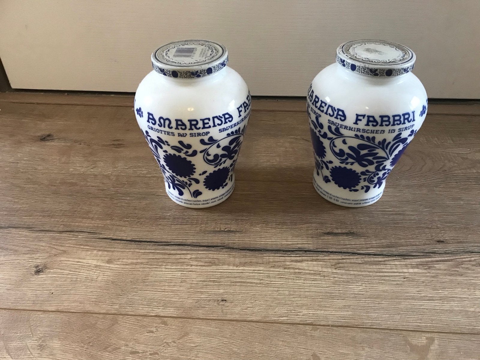 Set van 2 vintage Amarena Fabbri potten, Ophalen of Verzenden