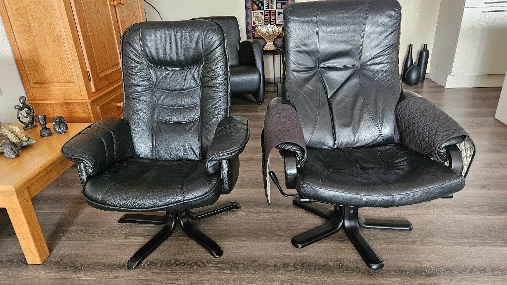 Twee Fauteuils, Ophalen, Gebruikt, 75 tot 100 cm, Leer