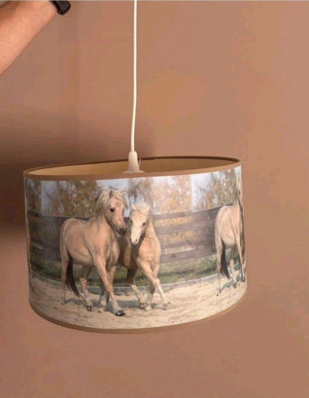 Plafondlamp met paardenprint, Ophalen, 50 tot 100 cm, Zo goed als nieuw, Minder dan 25 cm