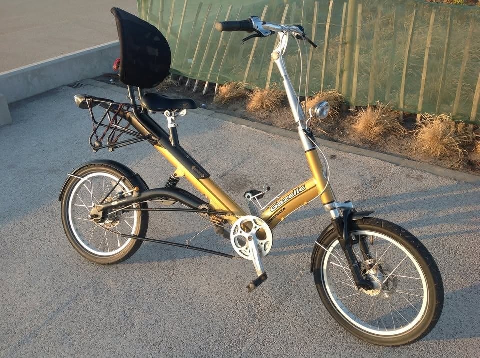 Zit, lig fiets., Ophalen, Schijfrem, Gazelle, Handrem
