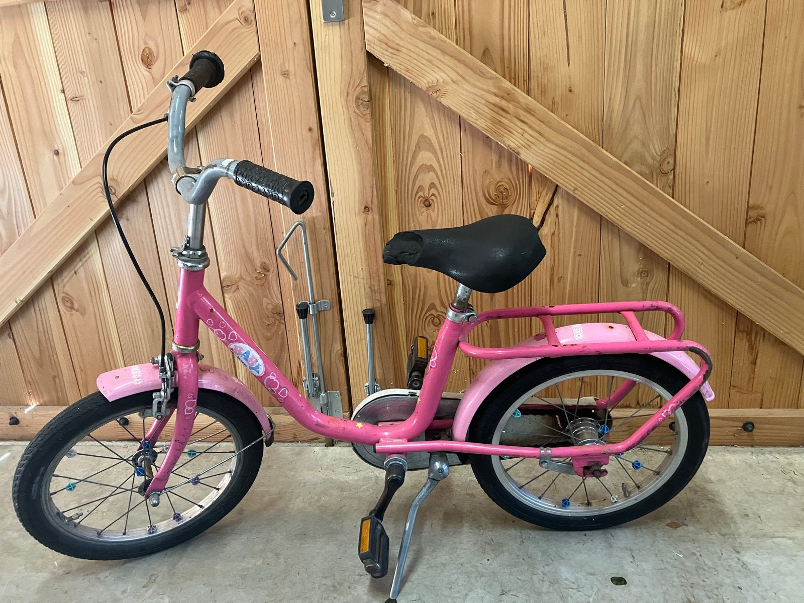 Roze kinderfiets 16 inch, Fietsen en Brommers, Ophalen, Terugtraprem, Zijwieltjes, 16 tot 20 inch