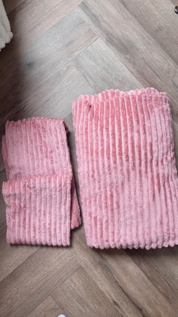 Roze teddy rib dekbedovertrek 200x200cm, Dekbedovertrek, Tweepersoons, Ophalen of Verzenden, Zo goed als nieuw