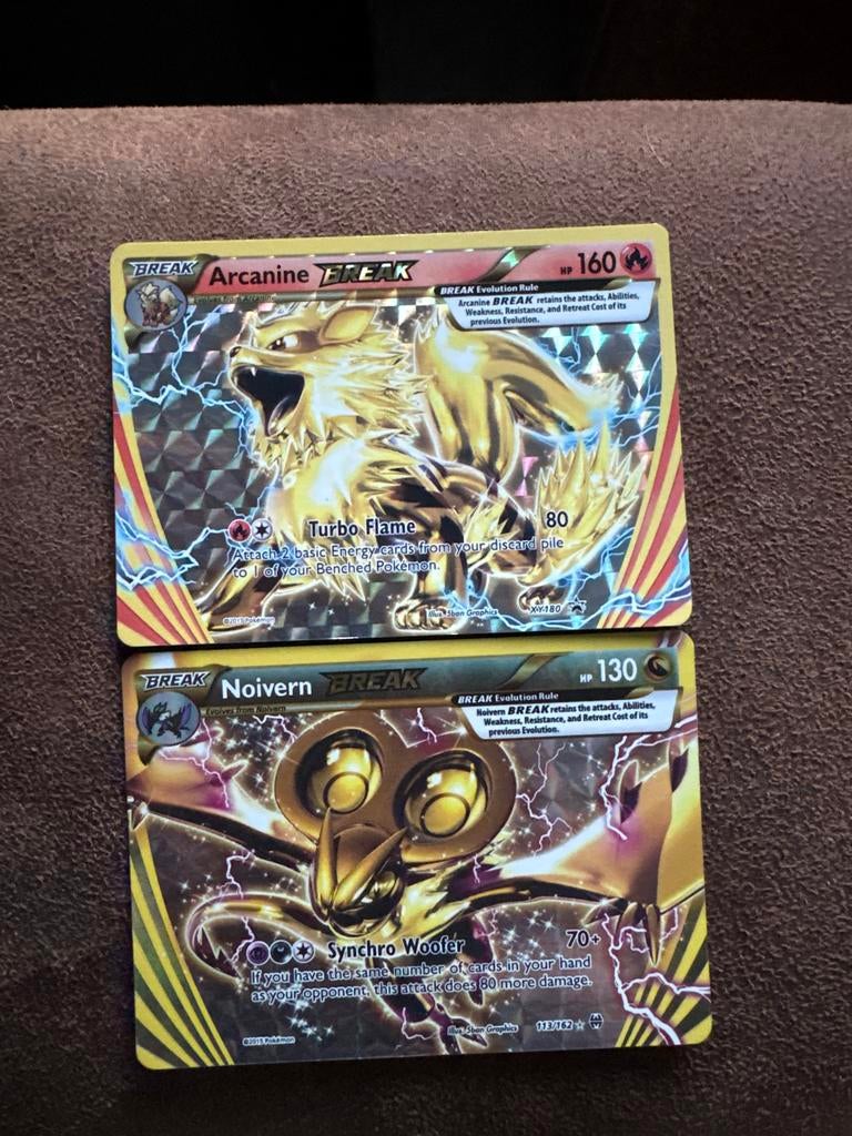 Arcanine BREAK XY180 en Noivern BREAK 113/162, Ophalen of Verzenden, Gebruikt, Meerdere kaarten, Foil