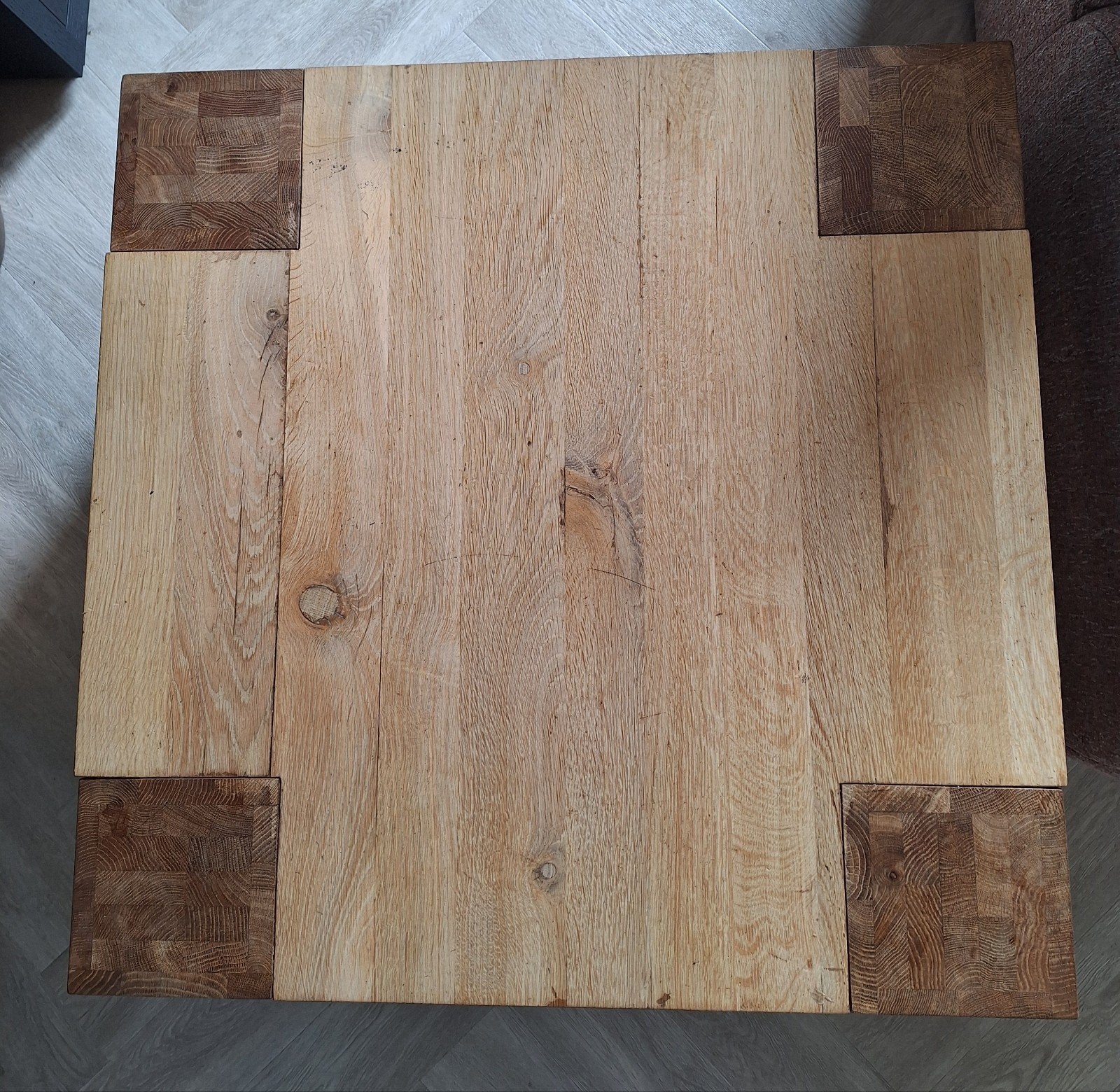Massief houten salontafel - robuust en stijlvol, Ophalen, Minder dan 45 cm, Gebruikt, 55 tot 75 cm