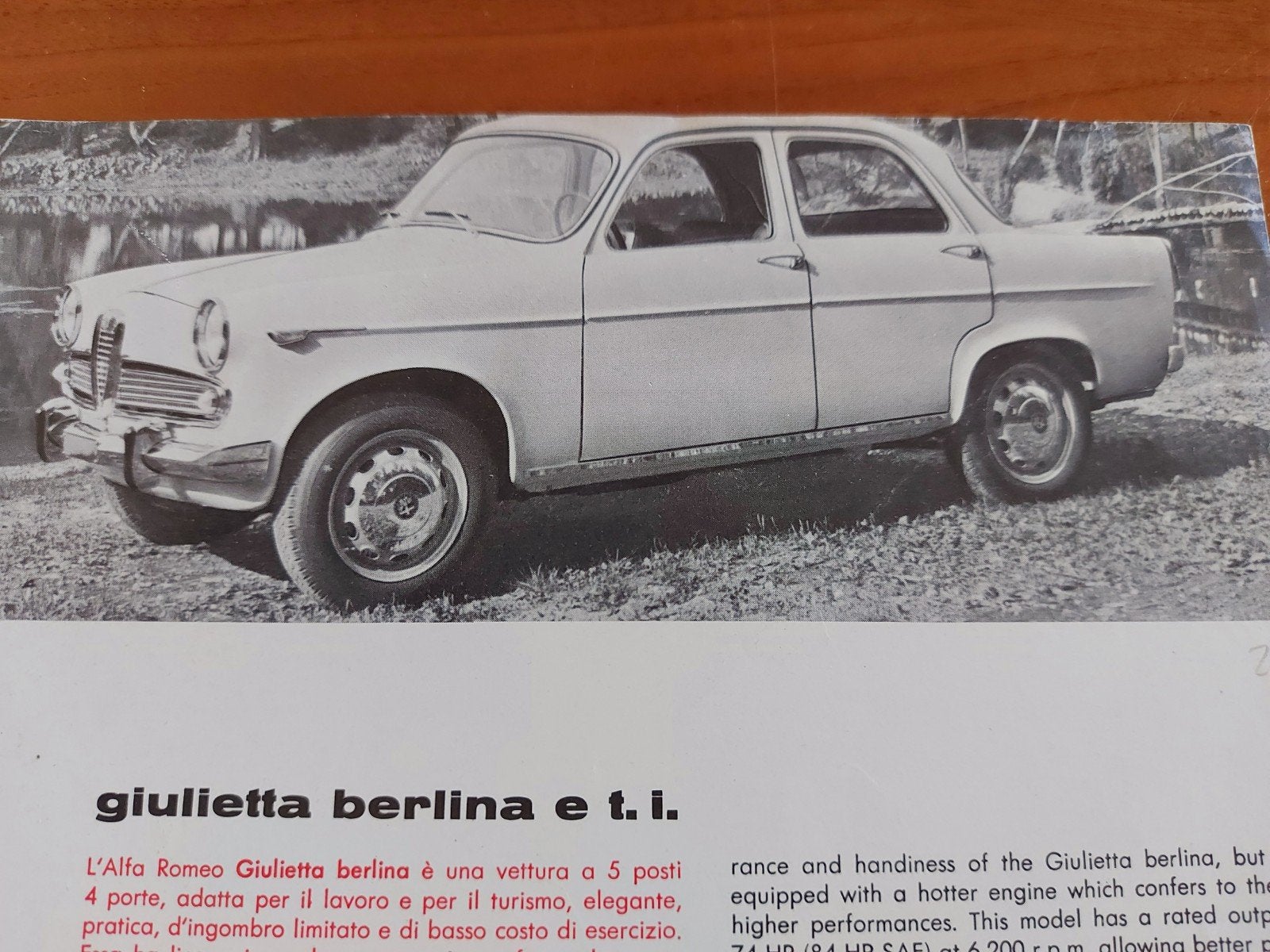 Alfa Romeo Giulietta berlina t.i. folder sheet, Ophalen of Verzenden, Zo goed als nieuw, Alfa Romeo