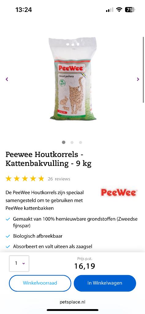 PeeWee korrels voor de kattenbak, Dieren en Toebehoren, Kattenbakken, Nieuw, Gesloten, Ophalen
