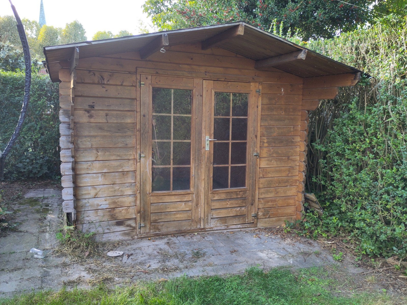 Houten Tuinhuis met Dubbele Deuren en Raam, Tuin en Terras, Ophalen, Tuinhuis, 250 tot 500 cm, 2 ramen