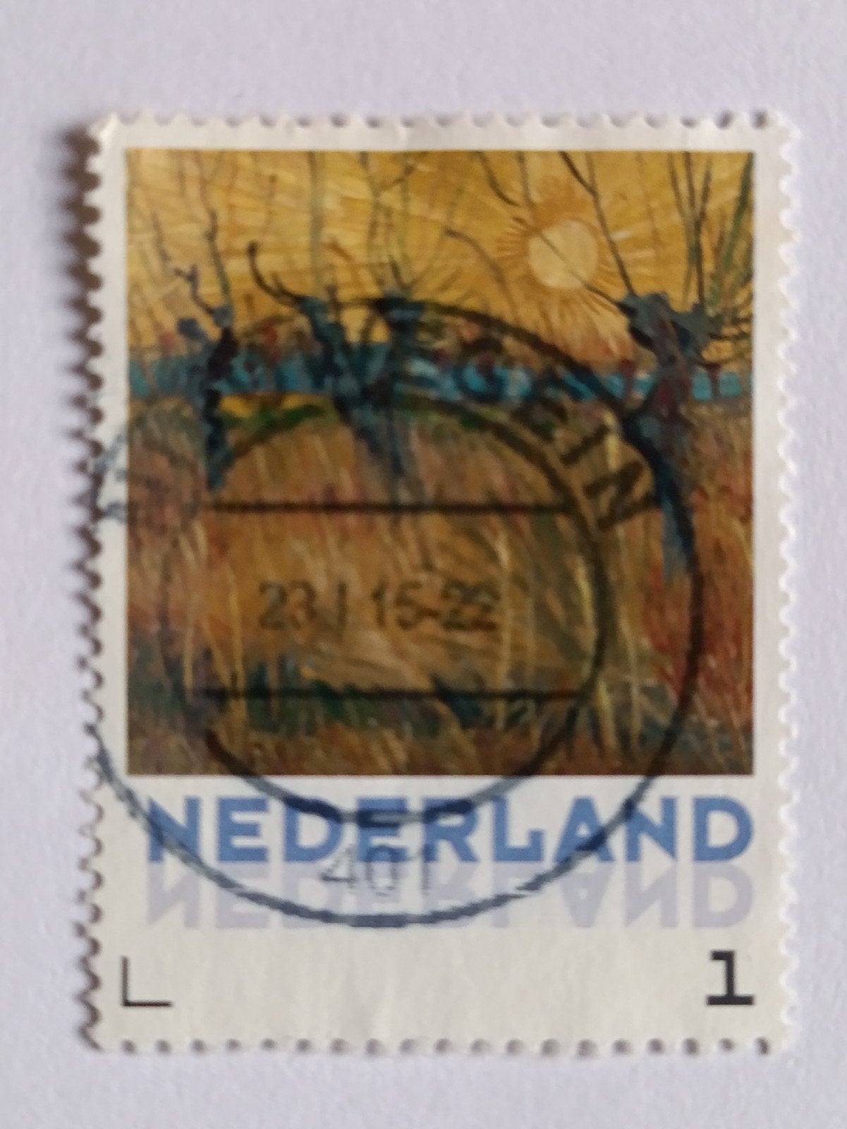 Persoonlijke postzegel Van Gogh 'Zonnebloemen' (gestempeld), Ophalen of Verzenden