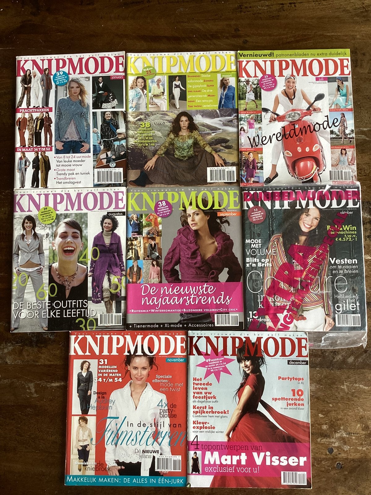 8x Knipmode, 1-3-7-8-9-10-11-12 2006, Ophalen of Verzenden, Zo goed als nieuw, Vrouw, Knipmode