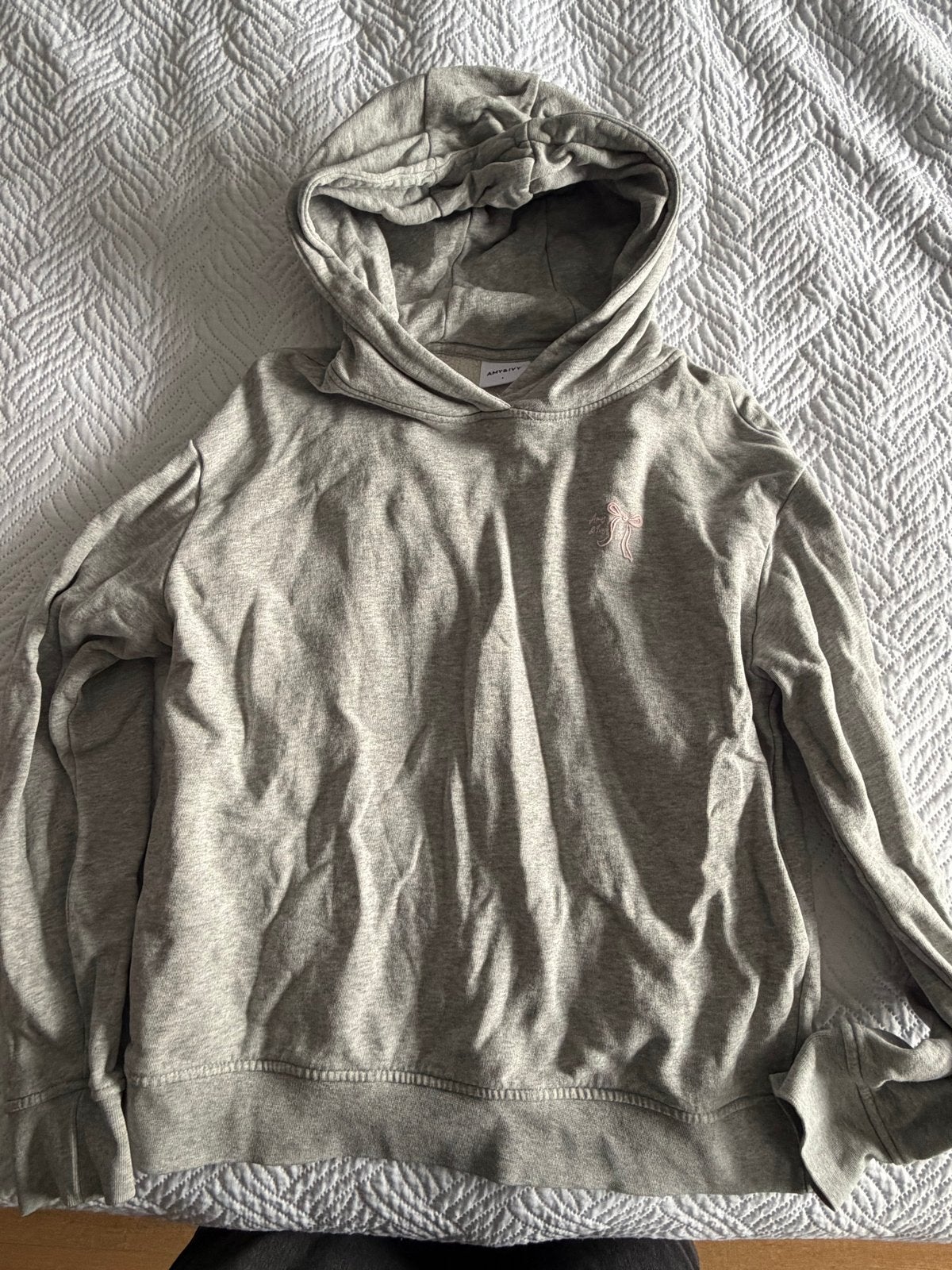 Amy & Ivy Hoodie Maat L Lichtgrijs/Roze Tekst, Kleding | Dames, Ophalen of Verzenden, Zo goed als nieuw, Maat 42/44 (L), Grijs