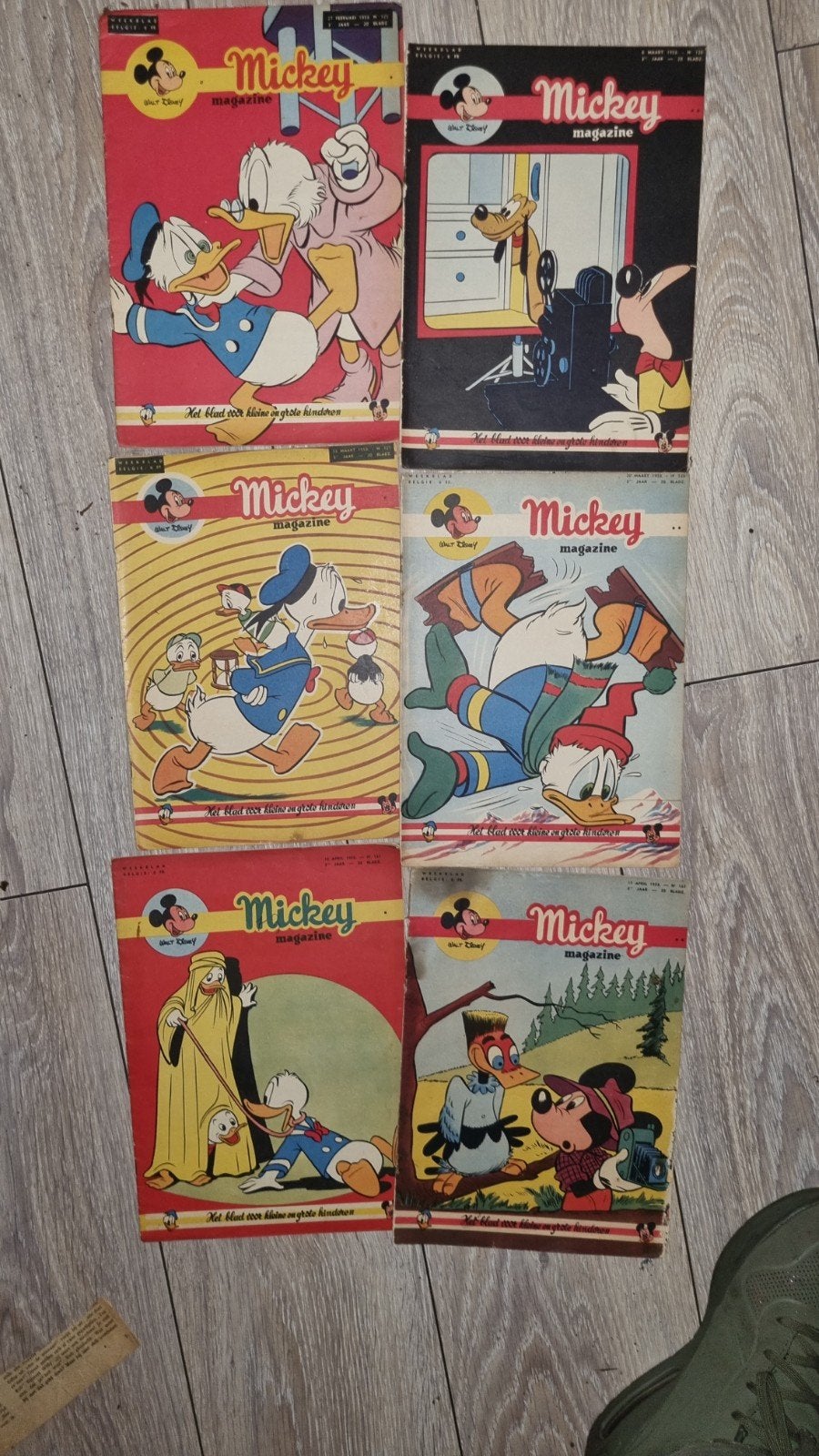 6 x Mickey Magazine 1953 no. 125 tm 132, Meerdere stripboeken, Ophalen of Verzenden, Gelezen, Walt Disney