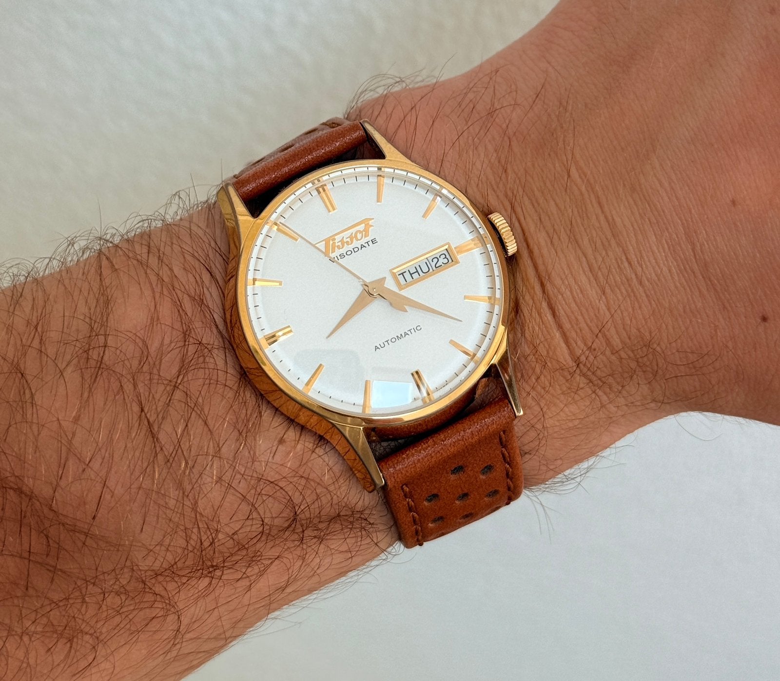Tissot Visodate Heritage - Automatic ETA - Saffier - Goud, Ophalen of Verzenden, Zo goed als nieuw, Staal, Overige merken