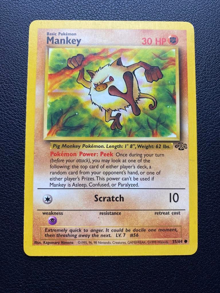 Mankey - Jungle - 55/64 - Pokemon kaart, Ophalen of Verzenden, Zo goed als nieuw