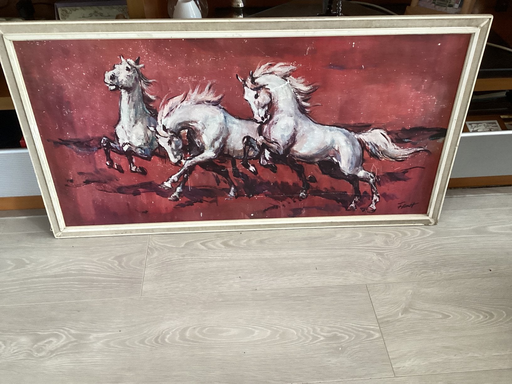 Faust … Paarden.  Reproductie // 85x45.5 cm, Ophalen of Verzenden, Zo goed als nieuw, Minder dan 50 cm, Schilderij